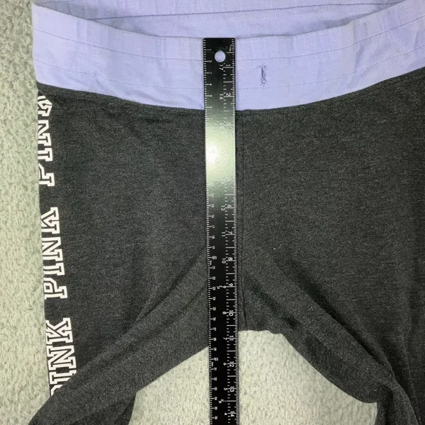 Victoria's Secret PINK Leggings Women‎ Large Charcoal Grey Logo Spellout Y2K - Image 4