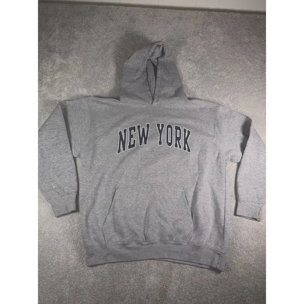 John Galt Silver New York Oversized Hoodie Women OS Cotton Pullover - Image 4