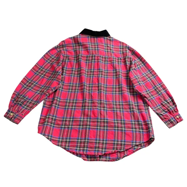 Nutcracker Flannel Shirt Womens 18W Red Plaid‎ Embroidered Winter Bears Holiday - Image 4