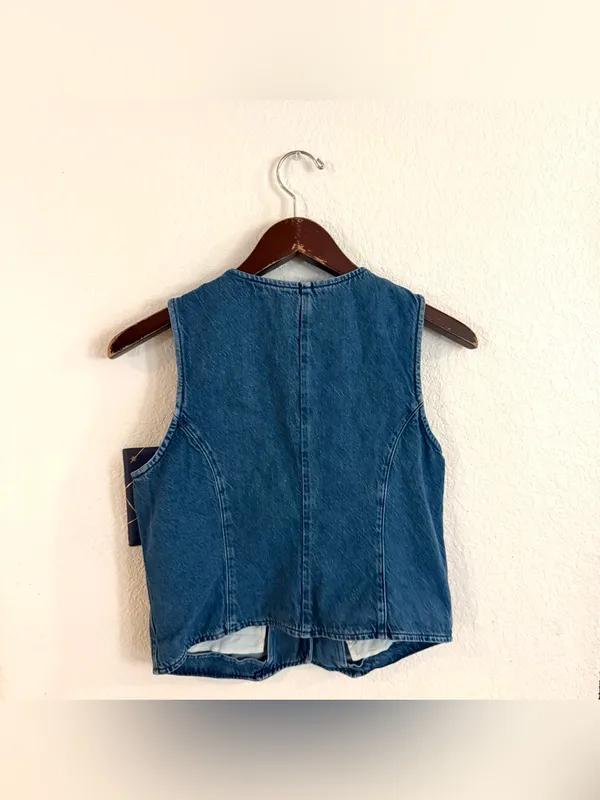 J.Crew Womens Vest Denim Jean Button Front Cotton Blend Size 6 - Image 2