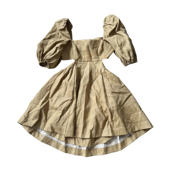 NEW Zimmermann Rosa Cut Out Mini Dress Khaki - Image 3
