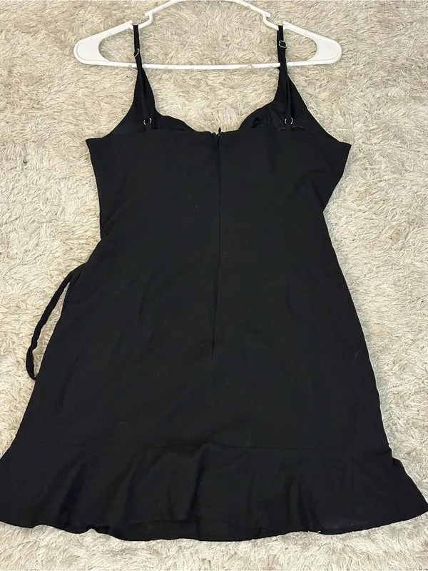 Princess Polly Black Mini Wrap Sundress - Image 3