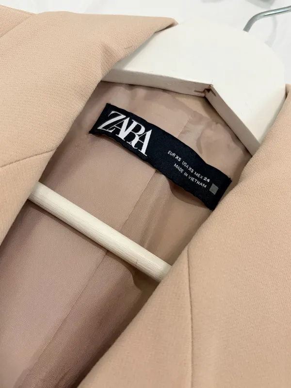 ZARA Beige Double Breasted Blazer XS Tailored Quiet Luxury Minimalist Chic City - Image 6