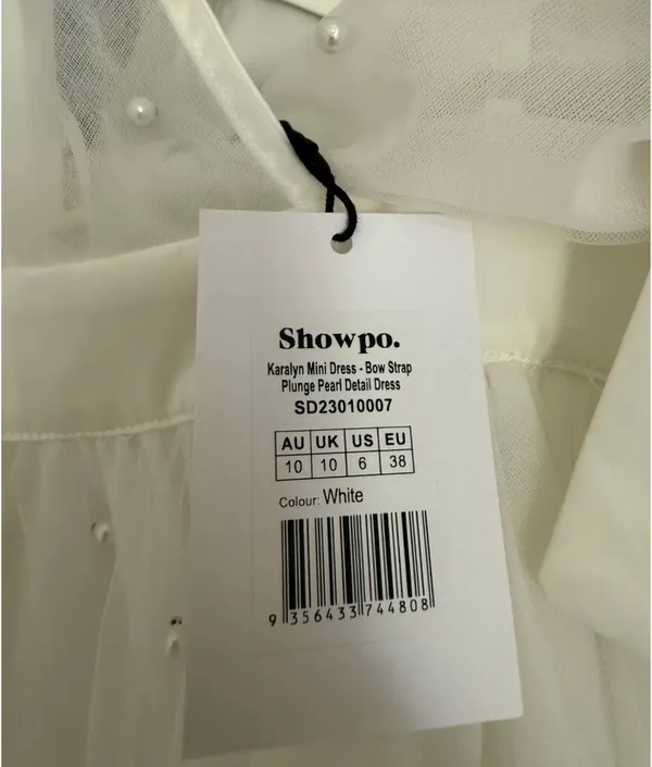 NWT SHOWPO Karalyn mini dress- bow strap plunge pearl detail - Image 6