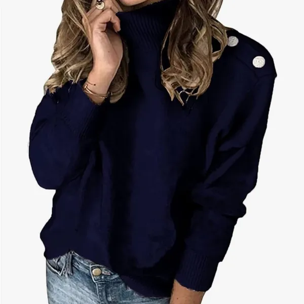 Amazon Kirundo Navy Button Mockneck medium - Image 2