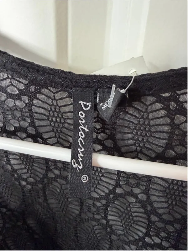 Portocruz Black Lace-Up Swim Coverup S EUC - Image 3