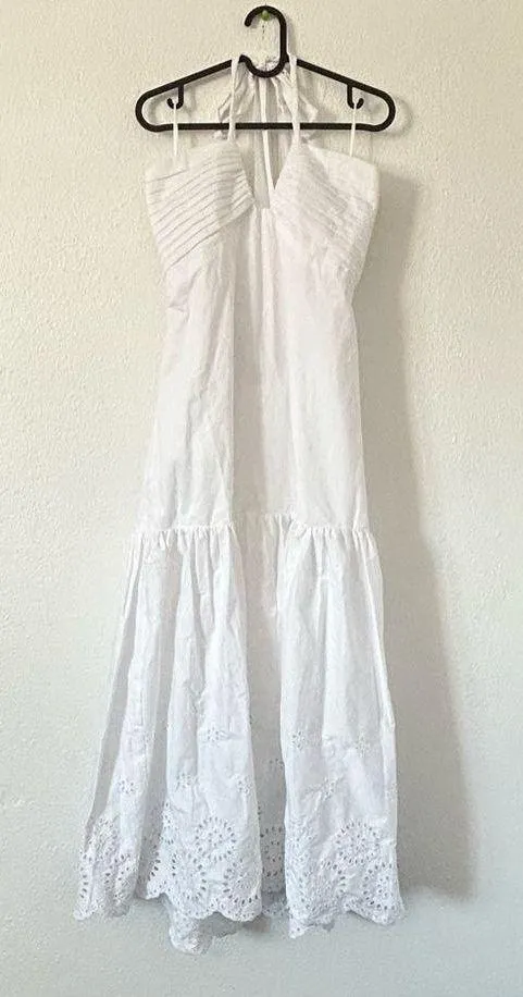 eyelet halter maxi summer dress sz large - Image 2
