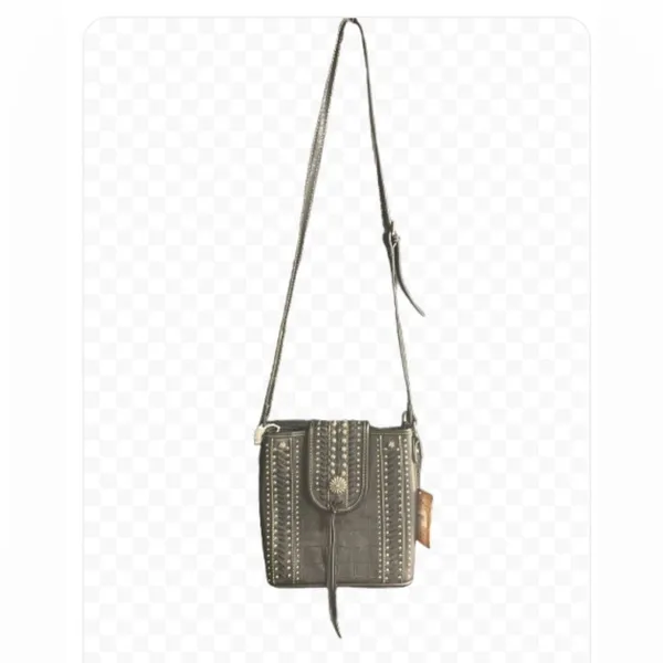 Montana West Black Crocodile Embossed Studded Crossbody‎ Shoulder Bag - Image 8
