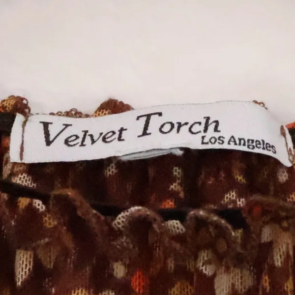 Velvet Torch Floral Mesh Midi Dress Size XS Brown Boho Cottage Tiered‎ Sheer - Image 3