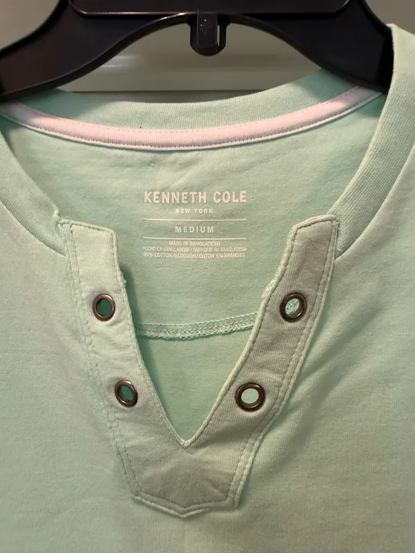 Kenneth Cole Light Mint Henley Tee - Image 3