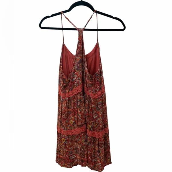 Hollister Paisley Boho Racerback Sundress Medium Lace Trim Mini - Image 7