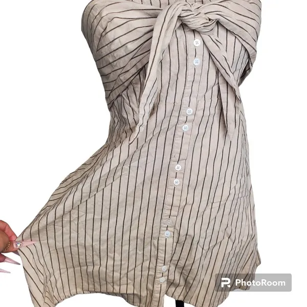 Free people Striped Button Front‎ Strapless Dress - Image 2