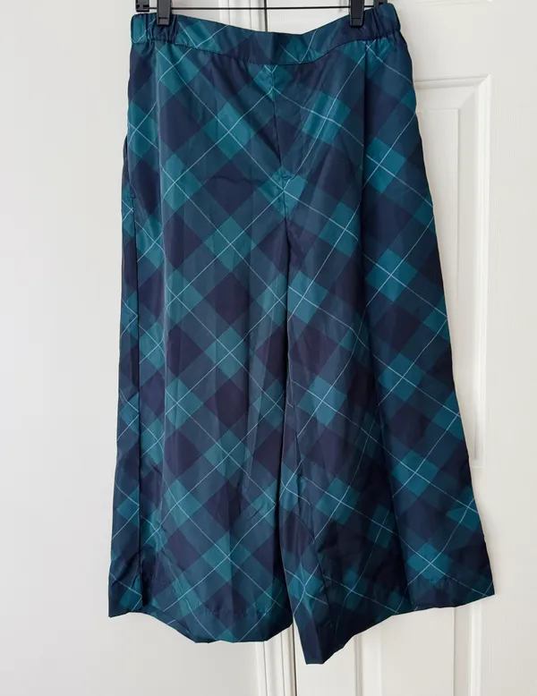 Anthropologie Maeve Taffeta Cropped Plaid Wide-Leg Pants, Size M - Image 7