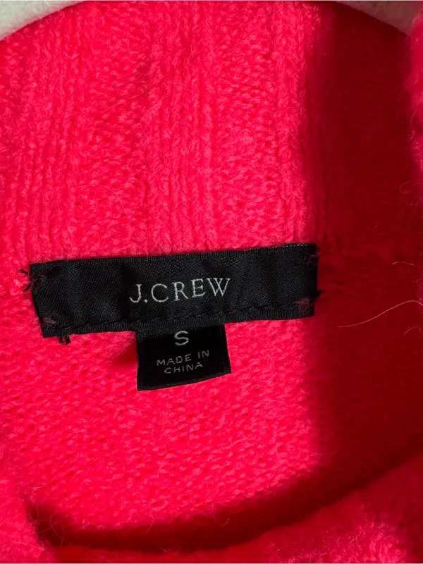 J.Crew Supersoft Yarn Mockneck Shift Sweater Dress Hot Pink SM Alpaca Wool Blend - Image 3