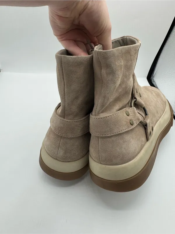 Free People Bodhi Harness Sneaker Bootie Moon Rock Suede Size 9.5 fall autumn - Image 4