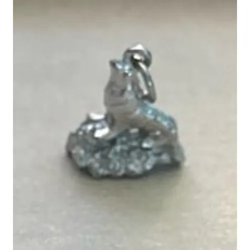 sterling silver 3D charm of a sea lion perched on a textured rock‎ 1" - Image 4