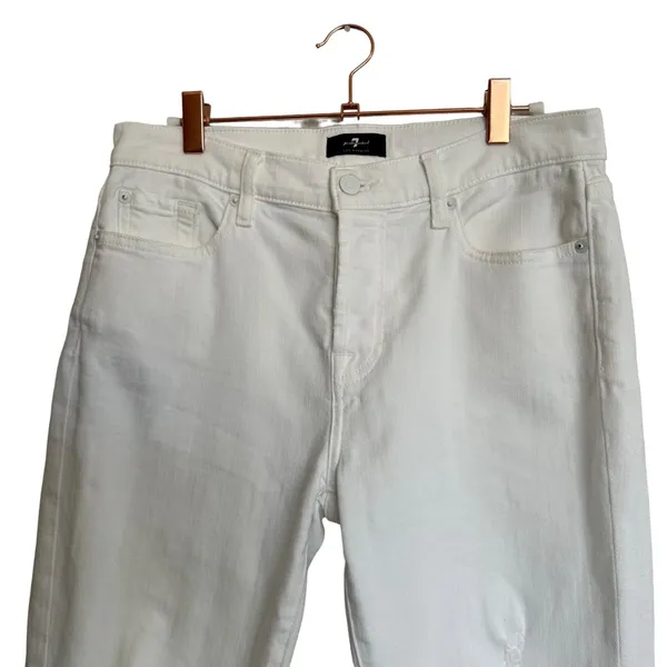 7 for All Mankind Josefina Boyfriend Jean Size 28 Broken Twill White New - Image 3