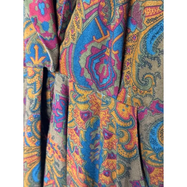 VTG 80s R.J. Stevens Carol Escritor Paisley Midi Dress Shawl Collar Pockets Sz 6 - Image 6