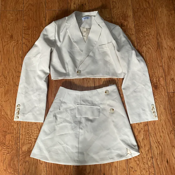 Blazer & Mini Skirt Set Tan - Image 2