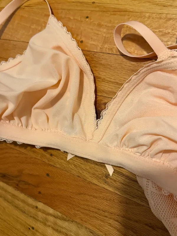 aerie Lace Triangle Bralette - Peach - Image 4