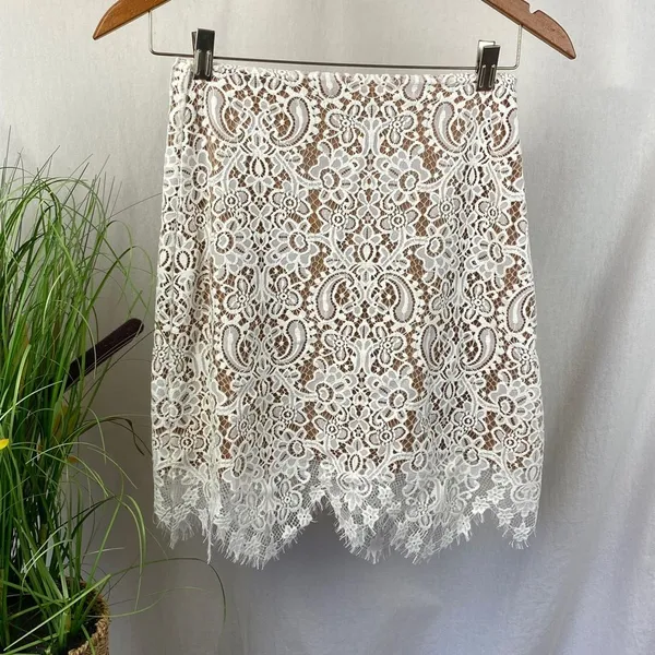 For Love & Lemons White & Lavender Lace Mini Skirt S - Image 2