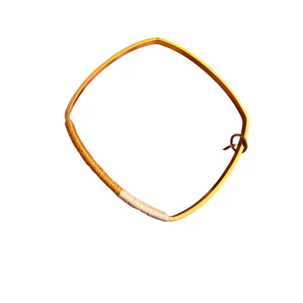 Twenty Two West Square Bangle Bracelet Gold‎ Tone Thread Wrapped Artisan Jewelry - Image 6