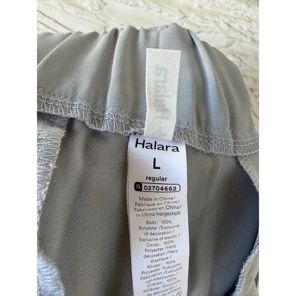 Halara High Waisted Pleated‎ Wide Leg Trousers Grey Athleisure Pants Size Large - Image 5