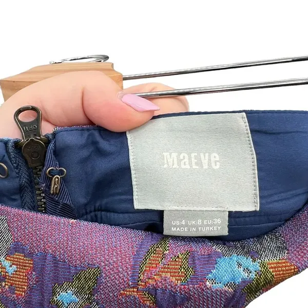 Anthropologie‎ Maeve Cardana Mini Skirt Floral Brocade Blue Purple Size US 4 - Image 8