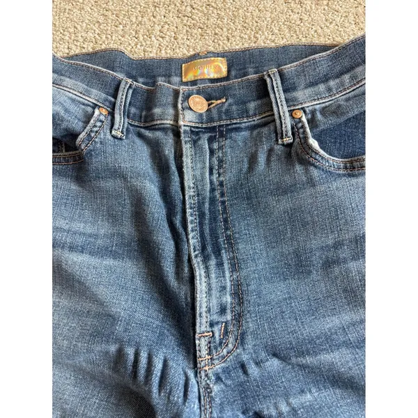Mother Flare Jeans 31 Blue Frayed Raw Hem High Rise Boho Casual - Image 5