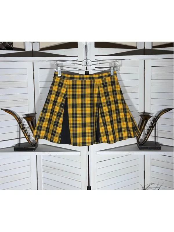 Vintage Y2K plaid mini skirt pleated school girl preppy academy grunge 90s sz S - Image 2