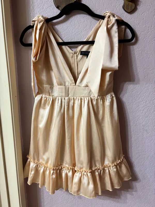 Lash Next Door Champagne Satin Minidress Gold - Image 2