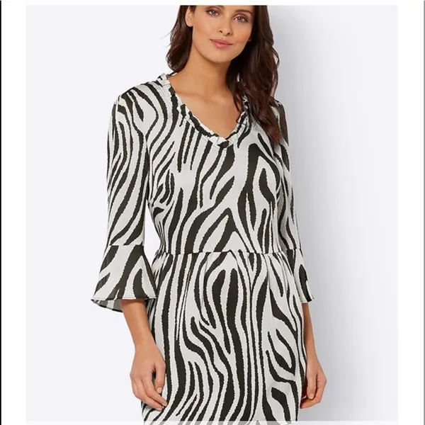 New Zebra‎ Print Tunic Black Size 12 - Image 3
