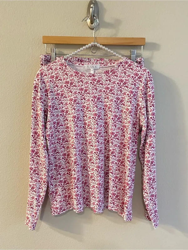 LAKE Pima Crew Long-Short Set in Dahlia Garden Floral Size Small - Image 3