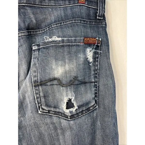 7 For All Mankind Jeans size 33 Blue Austyn Regular Fit Straight Leg Stretch - Image 4