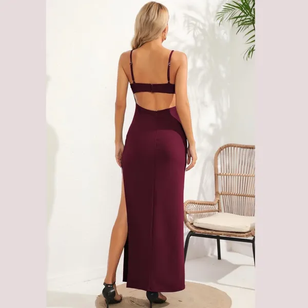 NWT Maroon Backless Spaghetti Strap Maxi Dress - Image 5
