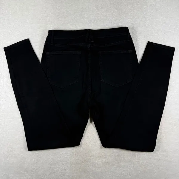 Good American Good Waist Exposed Zip High Rise Skinny Jeans Black Size 10/30 - Image 9