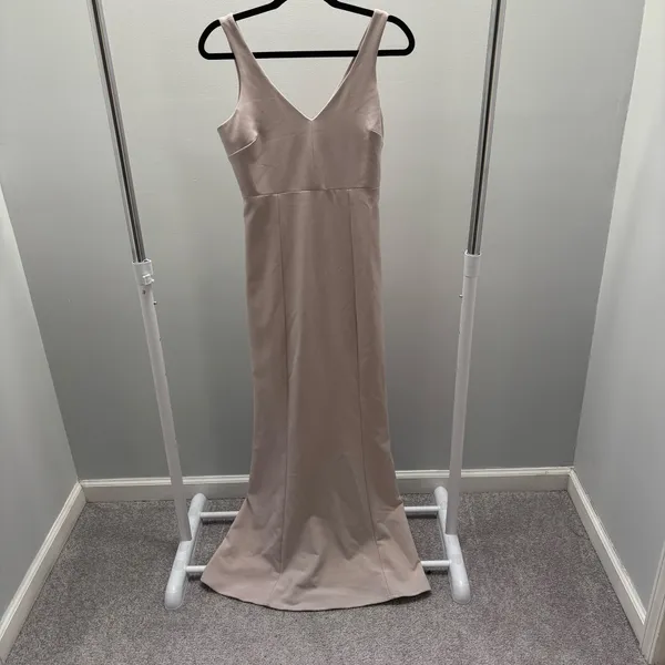 Show Me Your Mumu Neutral Beige V-Neck Trumpet Gown - Image 3