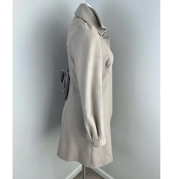Anthropologie Elevenses Master Car Beige Tan Wool Blend Puff Sleeve Peacoat 4 - Image 2