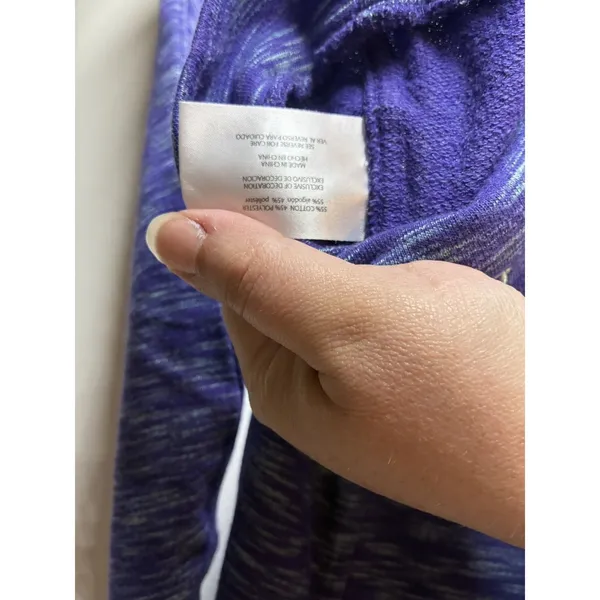 Avalanche‎ Athletic Pullover Top Women's Small Purple White Kangaroo Pocket LOGO - Image 5