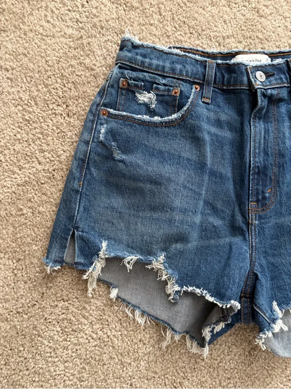 Abercrombie and fitch blue distress Raw Hem Distressed Denim Shorts 30(10) NWT - Image 4