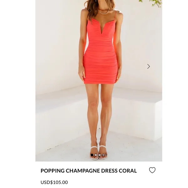 Hello Molly popping champagne Coral Ruched V Neck Spaghetti‎ Strap Mini Dress L - Image 12