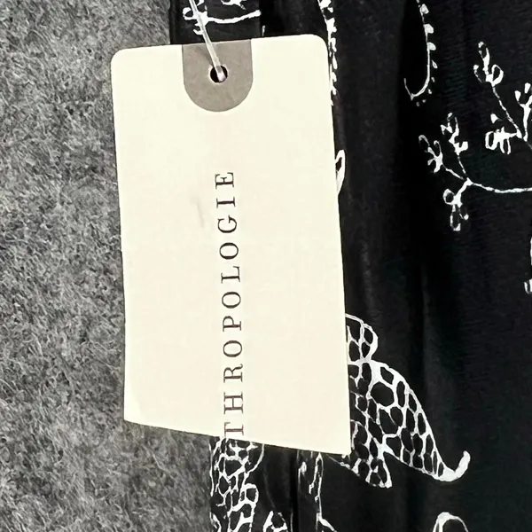 Anthropologie Bias Satin Midi Skirt 8 Black Floral Romantic Fairy Whimsygoth NEW - Image 11