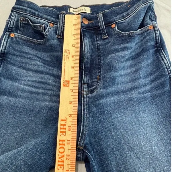 Madewell Stovepipe High Rise Straight‎ Leg Jeans Blue Denim 28T - Image 6
