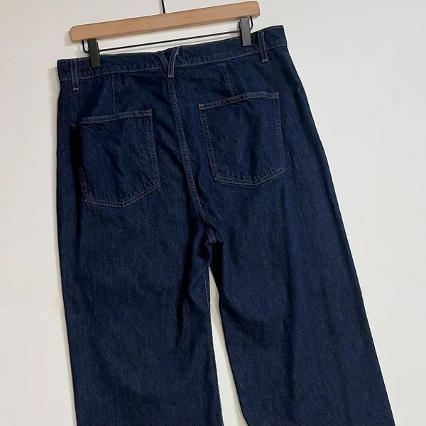 VERONICA BEARD Grant Wide Leg Jean Indigo Blue High Rise Button-Fly Raw Hem 31‎ - Image 8