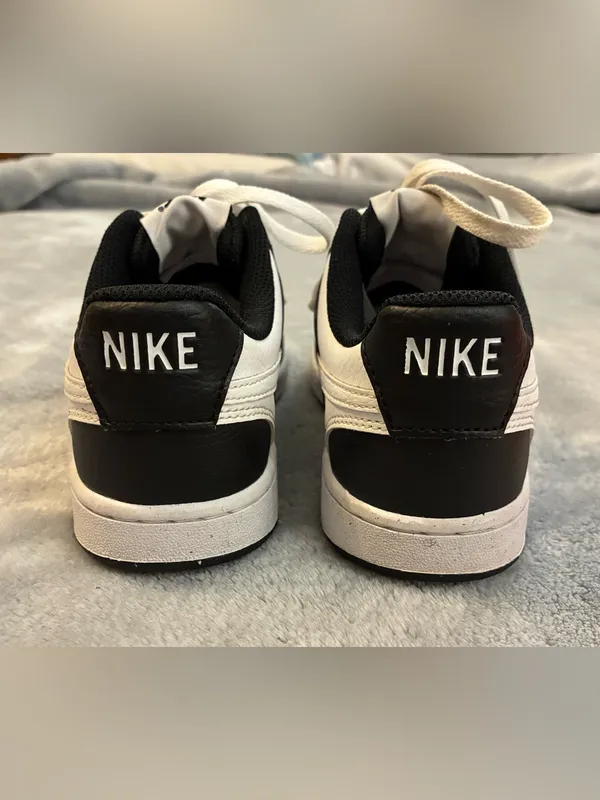 Women’s Nike Low-Top Sneakers - Black and White Leather Size 6 - Image 7