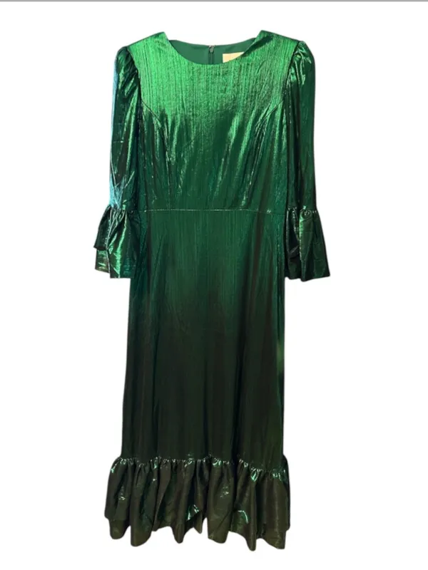 Pomander Place Tuckernuck Lilith Dress Emerald Green Midi Statement Sleeve L NWT - Image 3