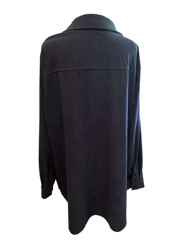 Eytino Women's Plus Size Long Sleeve Button Down Navy Blue Corduroy Jacket NEW - Image 6
