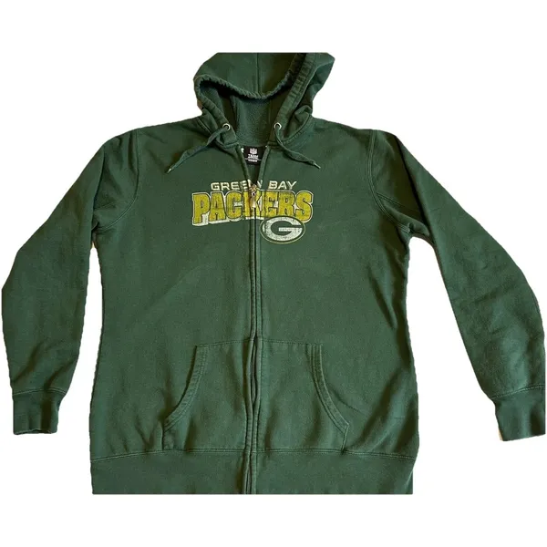 National Football League Team Apparel Green Bay Packers Women’s Full Zip Hoodie Sweatshirt M/L Green Fan Apparel - Image 4