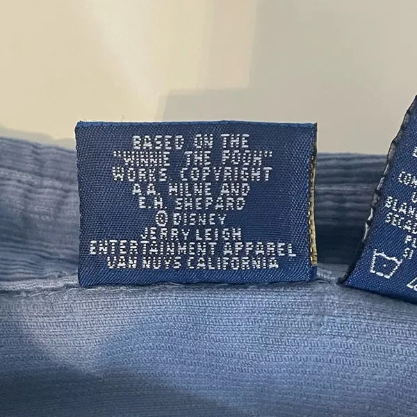 Vtg 90s Disney Winnie The Pooh Eeyore Blue Corduroy Button Up Shirt "Honey" - Image 10