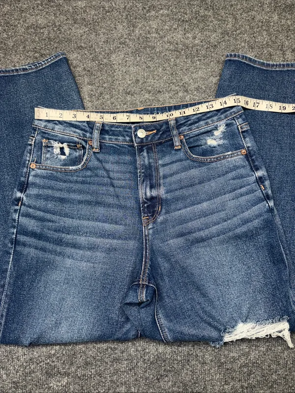 American Eagle Outfitters Women’s Stretch Mom Straight Distressed Jeans in Blue - Image 8